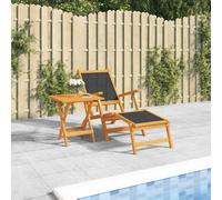 Walplus Outdoor Deck Chair With Table Solid Wood Acacia And Textilene