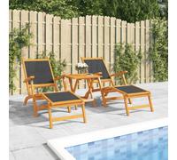 Walplus Outdoor Deck Chairs 2 Pcs Solid Wood Acacia And Textilene