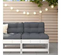 Walplus Outdoor Garden Middle Sofa For Patio Balcony Poolside Furniture White Solid Wood Pine - Cushion Not Included