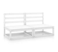 Walplus Outdoor Garden Middle Sofa For Patio Balcony Poolside Furnitures 2 Pcs White Solid Wood Pine