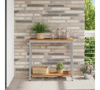 Walplus Outdoor Table With Storage Natural And Grey 80 X 35 X 75 Cm