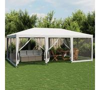 Walplus Party Tent Garden Gazebo Canopy With 10 Mesh Sidewalls White 6X4 M Hdpe