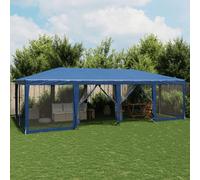 Walplus Party Tent Garden Gazebo Canopy With 12 Mesh Sidewalls Blue 8X4 M Hdpe