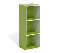 WALPLUS Pasir 3-Tier Open Shelf Bookcase, White/Green 11003WH/GR | Luxury Wall Decor for Living Room & Bedroom
