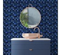 Walplus Pearl Noir Blue Jewel Peel And Stick Wall Tiles Stickers - 72Pcs Adhesive Stick On Tiles For Kitchen 15X15Cm (6In)