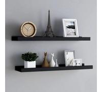 Walplus Picture Frame Ledge Shelves 2 Pcs Black 80X9X3 Cm Mdf