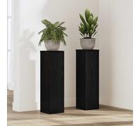 Walplus Plant Stand 2 Pcs Black Oak 17 X 17 X 60 Cm Engineered Wood