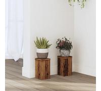 Walplus Plant Stands 2 Pcs Old Wood 10X10X18 Cm Engineered Wood