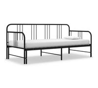 Walplus Pull-Out Sofa Bed Frame Without Mattress Black Metal 90X200 Cm