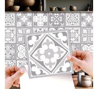WALPLUS 48 Pcs 15cm (6") Purbeck Stone Peel & Stick Tile Stickers - Self-Adhesive Removable Vinyl Backsplash for Kitchen, Bathroom & Bedroom - DIY Wall Decoration