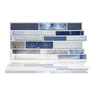 Walplus Purity Stone Blue And Grey Peel And Stick 2D Wall Tiles Sticker - 12Pcs Self Adhesive Stick On Tiles For Kitchen 28.5X14Cm