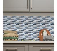 Walplus Purity Stone Blue And Grey Peel And Stick Wall Tiles Sticker - 48Pcs Self Adhesive Stick On Tiles For Kitchen 28.5 X 14