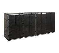 Walplus Quadruple Wheelie Bin Shed Black 274X80X117 Cm Poly Rattan
