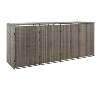 Walplus Quadruple Wheelie Bin Shed Grey 274X80X117 Cm Poly Rattan