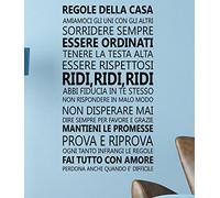 Removable Self-Adhesive Wall Stickers Quotes "Italian Family" Mural Art Decals Vinyl Home Decoration DIY Living Bedroom Décor Wallpaper Kids Room Gift 60x110 cm, Black