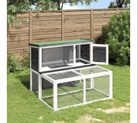 Walplus Rabbit Hutch Grey 102X90X84.5 Cm Solid Wood Pine