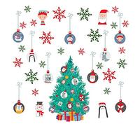 WALPLUS Removable Christmas Wall Stickers - Mixed Design Festive Decals, Holiday Decorations for Home & Windows