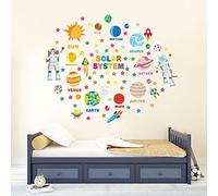 Walplus Removable Self-Adhesive Educational Solar System Adventure Wall Stickers Murals Nursery Office Home Decoration, 125 x 125 cm