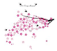 WALPLUS Removable Swallows & Flowers Wall Stickers for Kids Rooms - Nursery, Bedroom, Playroom Decor, 150cm x 80cm, Pink