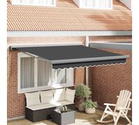 Walplus Retractable Awning Manual Anthracite 300 X 250 Cm Fabric, Metal