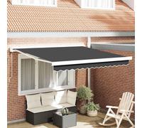 Walplus Retractable Awning Manual Anthracite 300 X 250 Cm Fabric, Metal