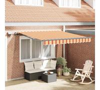 Walplus Retractable Awning Manual Yellow And Orange 350 X 250 Cm Fabric