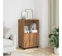 Walplus Rolling Cabinet Artisian Oak 55X40X91 Cm Engineered Wood