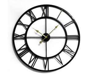 Walplus Roman Numerals Wall Clock For Indoor - Vintage Look Clock, Metal Large Wall Clock, Roman No With Gold Hands - 76Cm