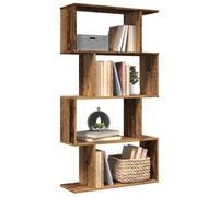 Walplus Room Divider Bookcase 4 Tier Old Wood 70X24X129 Cm Engineered Wood