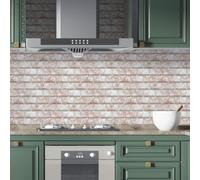 Walplus Rose Marble Subway Brick Peel And Stick 2D Wall Tiles Sticker - 48Pcs Self Adhesive Stick On Tiles For Kitchen 28.5X14