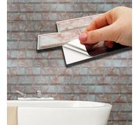 Walplus Rose Marble Subway Brick Peel And Stick Wall 2D Tiles Sticker - 12Pcs Self Adhesive Stick On Tiles For Kitchen 28.5X14 Cm