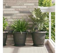 Walplus Round Flower Pot 24 Pcs Black A 39 X 32 Cm Plastic