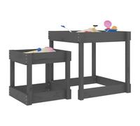 Walplus Sand Tables 2 Pcs Grey Solid Wood Pine