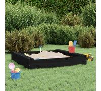 Walplus Sandbox With Seats Black Square Solid Wood Pine