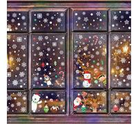 WALPLUS 334 PCS Christmas Window Clings Double Sided Christmas Window Stickers Reusable Snowflake Window Stickers Removable Xmas Decorations Window Stickers Christmas Decorations Sale Clearance