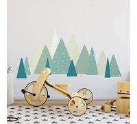 WALPLUS Scandinavian Mountains Wall Stickers Green Pattern Wall Stickers Nursery Removable Self-Adhesive Mural Art Decals Vinyl Home Decoration DIY Living Bedroom Decor Wallpaper Gift Stick on Wall