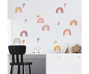 WALPLUS Scandinavian Wiggle Rainbow Wall Stickers for Kids Nursery, Playroom, Bedroom Decor - Peel & Stick, Easy to Apply & Remove