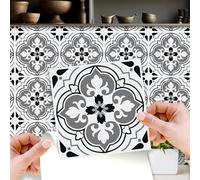 WALPLUS Seamless Antique Floral Tiles Design Wall Stickers 15 cm-24 pcs Peel and Stick Backsplash Tile Paint, Stick on Wall, Tile on Wall, Splashback Kitchen Spring Easter Decoration