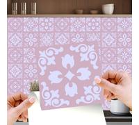 Walplus Sevilla Ligh Pink Spanish Peel And Stick Wall Tiles Stickers - 24Pcs 15X15Cm Self Adhesive Stick On Tiles For Kitchen