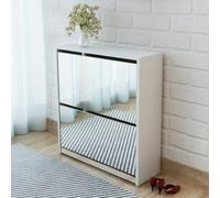Walplus Shoe Cabinet 2-Layer Mirror White 63X17X67 Cm
