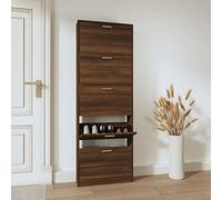 Walplus Shoe Cabinet Brown Oak 59X17X169 Cm Engineered Wood