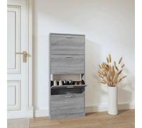 Walplus Shoe Cabinet Grey Sonoma 59X17X150 Cm Engineered Wood