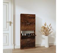 Walplus Shoe Cabinet Smoked Oak 59X17X150 Cm Engineered Wood