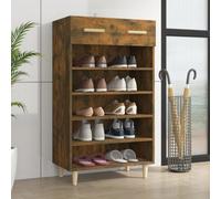 Walplus Shoe Cabinet Smoked Oak 60X35X105 Cm Engineered Wood