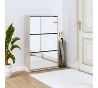 Walplus Shoe Cabinet With Mirror 3-Layer Concrete Grey 63X17X102.5 Cm