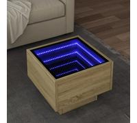 Walplus Side Table With Led Sonoma Oak 40X40X30 Cm Engineered Wood