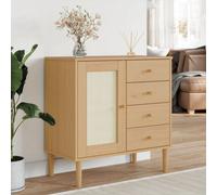 Walplus Sideboard Senja Rattan Look Brown 80X40X80 Cm Solid Wood Pine