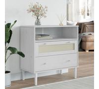 Walplus Sideboard Senja Rattan Look White 80X40X80 Cm Solid Wood Pine