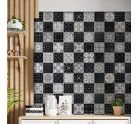 Walplus Silver Black Limestone Mix Peel And Stick Wall Tiles Stickers - 48Pcs Self Adhesive Stick On Tiles For Kitchen 15X15Cm