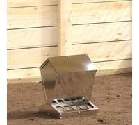 Walplus Silver Chicken Feeder 30 X 30 X 39 Cm Galvanised Steel, 4Kg Capacity, 1-Pack